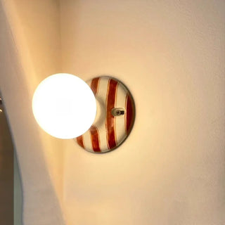 Striped wall sconce E27 white blue glass – front view