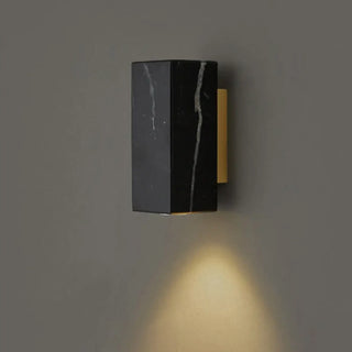Black marble rectangle wall sconce – outdoor side angle detail
