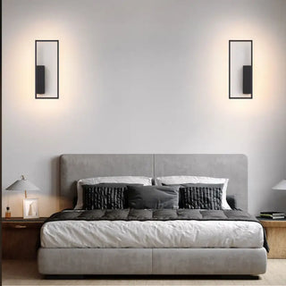 Rectangular metal wall lamp gold – LED close-up detail