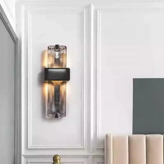 American retro wall light E27 LED black metal glass 50cm