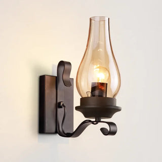 Vintage wall sconce angle – brown bronze black opal glass E27