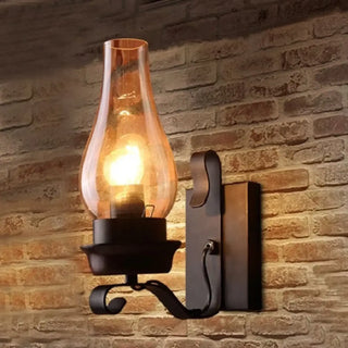 Bronze vintage glass wall light close-up – E27 acrylic metal detail