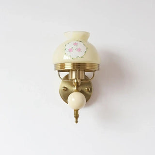 Pink retro wall light E27 acrylic floral metal