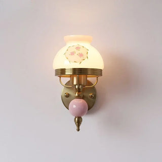 Retro floral wall sconce E27 gold opaline 3000K