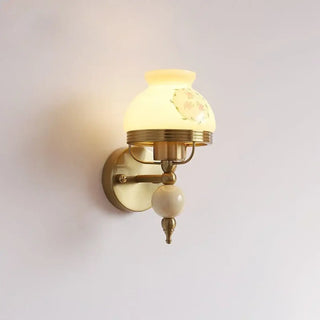 Beige opaline wall sconce E27 retro floral close-up