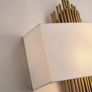 Retro wall sconce side view gold G9 LED installed