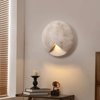 Round concrete wall sconce G9 LED integrated light grey disc