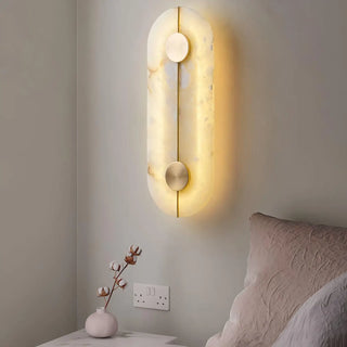 White marble wall sconce G9 LED 20cm round elongated elegant
