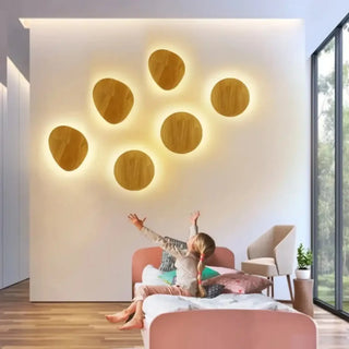 Beige round wooden wall sconce G4 8W LED IP65 natural bedroom