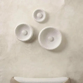 Round white LED wall sconce installed – resin G4 3 sizes indoor