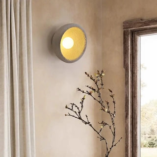 Round white resin wall sconce G4 LED – S size 20cm warm indoor light
