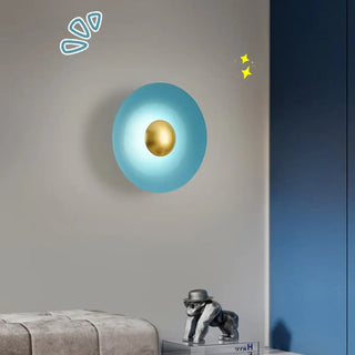 MACA round wall sconce in blue metal – bold modern interior