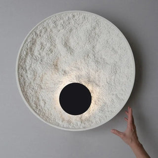MADIR round wall sconce close-up plaster texture detail