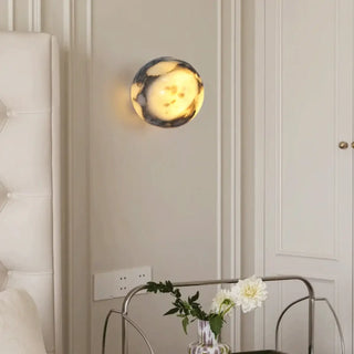 Black marble round wall sconce G9 IP65 – 12cm modern front view