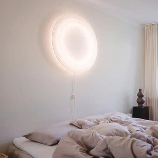 Multicolor round wall sconce installed – G9 IP65 Ø60cm outdoor