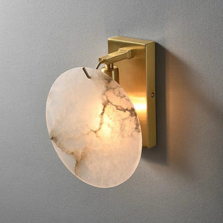 MARDO marble wall sconce close-up gold mount and marble