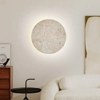 Beige stone wall light side angle – round S M IP20 fixture