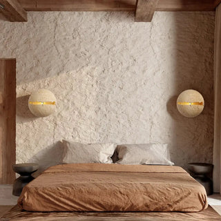 Beige stone wall sconce heavy rock texture surface 3700g