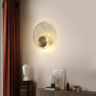 TRANSI round glass wall sconce gold bracket elegant