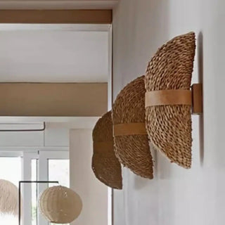 Bamboo rattan wall sconce E27 beige 30cm handcrafted
