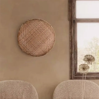 Japanese bamboo rattan wall lamp E27 IP65 wabi-sabi round