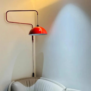 Red curved arm wall sconce E27 statement 87cm