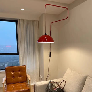 Red wall sconce E27 curved arms 74cm modern