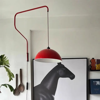 Red arm wall light side view E27 3200g