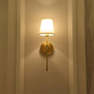Gold vintage bathroom sconce E14 fabric shade wall lighting