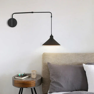 Adjustable swivel wall sconce E27 black installed view