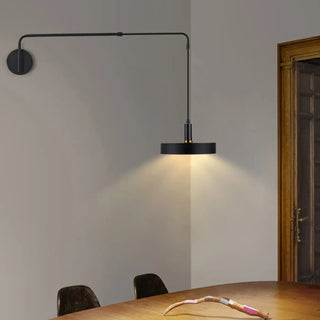 Adjustable arm wall sconce E27 black triangular 55cm