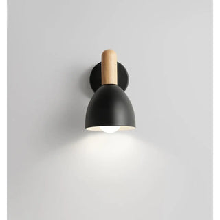 Wood Scandinavian wall light close-up – natural wood texture E27 socket