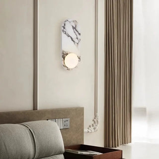 3-light marble and glass wall sconce G4 white S 35cm – front