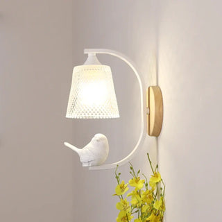 White sparrow wall lamp – Scandinavian art deco resin