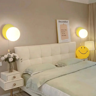 Beige globe wall sconce G9 square design pull chain