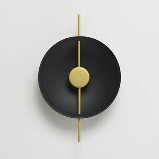 Sculptural target wall sconce black brass 30cm dia 48cm