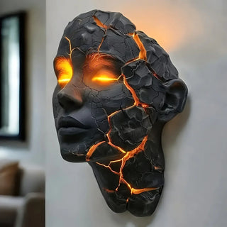 cracked face wall sconce black resin – Art Deco IP65