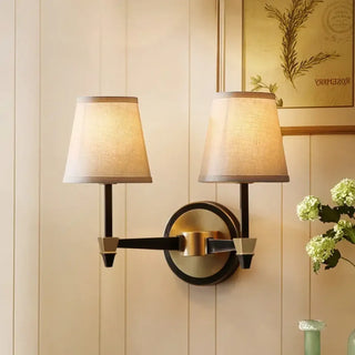 Double American wall lamp E14 LED black bracket white fabric