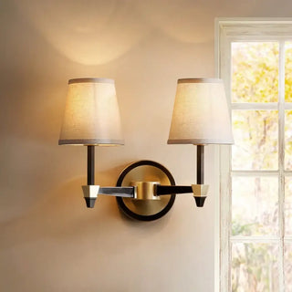 Black bracket white shade wall sconce E14 LED art deco single