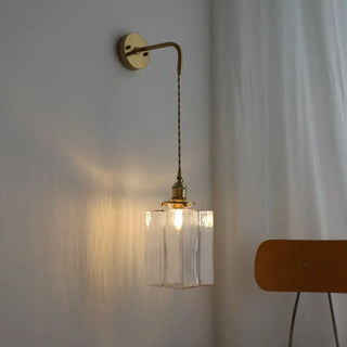 Antique brass hanging glass wall sconce E27 LED detail