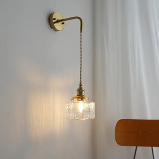 Antique brass wall sconce E27 LED hanging glass gold