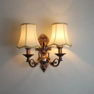 Vintage double fabric wall sconce brown – detail