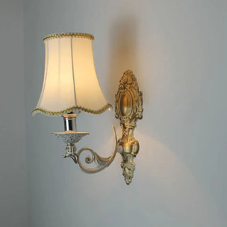 Old-style fabric wall sconce E14 white single – front view