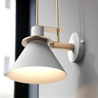 Nordic sconce angle view – black white green aluminum E27 modern
