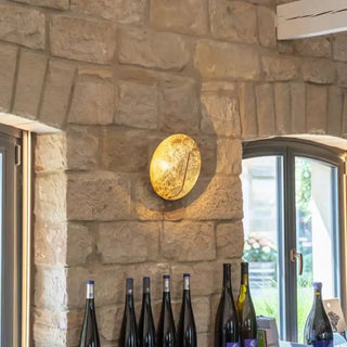 Silver full moon wall sconce warm 3000K ambient outdoor glow