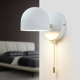 Rounded shade sconce bracket – Scandinavian chain mount detail