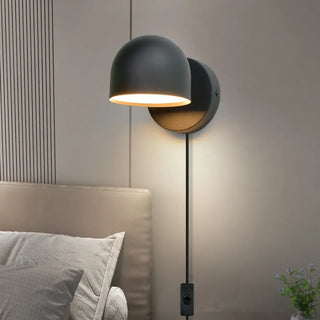 Scandinavian LED sconce top view – 10cm black white round shade