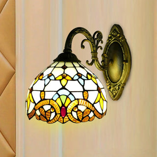 Handcrafted mosaic glass wall sconce beige – installed