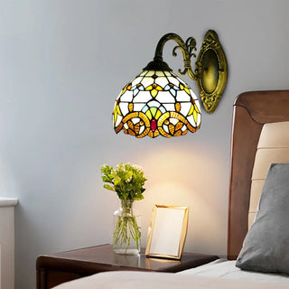Tiffany style mosaic wall light E27 20x14cm – angle view