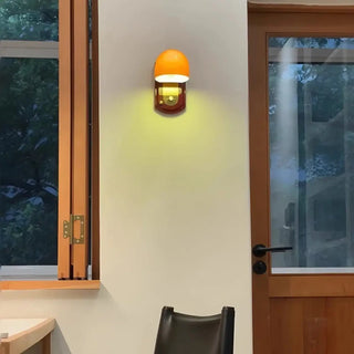 Warm orange glass wall lamp E27 LED wooden stand IP65 modern